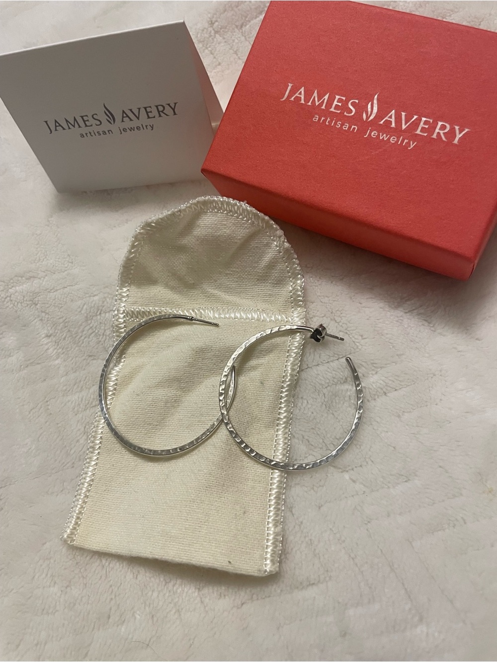 James Avery Hammered Sterling Hoop Earrings - Silver